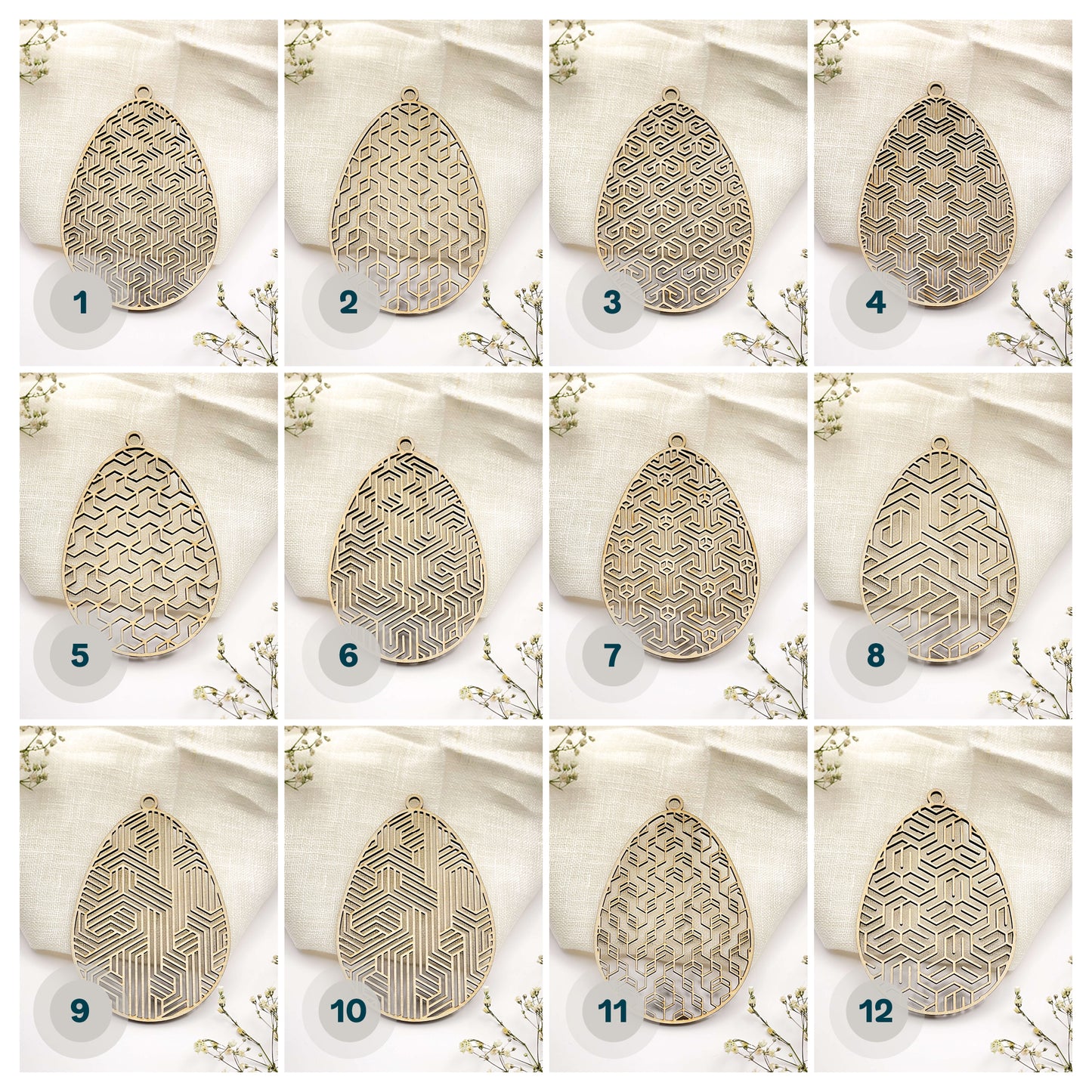 Ostereier zum hängen mit geometrischen Mustern