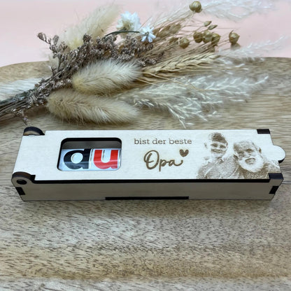 Personalisierte Duplo-Holzbox mit Gravur & Bild